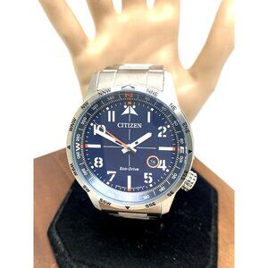 Citizen Men's Watch BM7550-87L Eco Drive Blue Dial Silver Stainless Steel 43mm